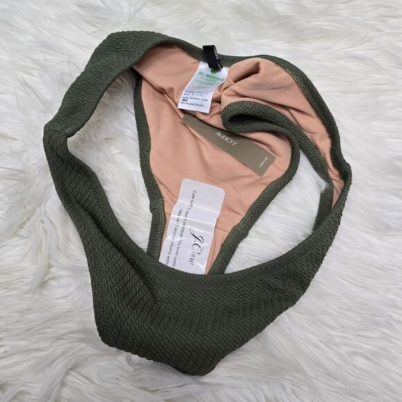 NWT J. Crew Textured curved-waist cheeky bikini bottom Size S Green BC050 - Picture 8 of 10